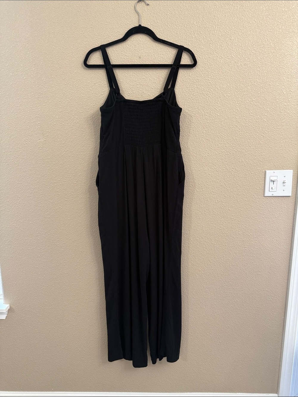 TORRID 0  Black Straight-Leg Jumpsuit with Smocked Bodice and Pockets!